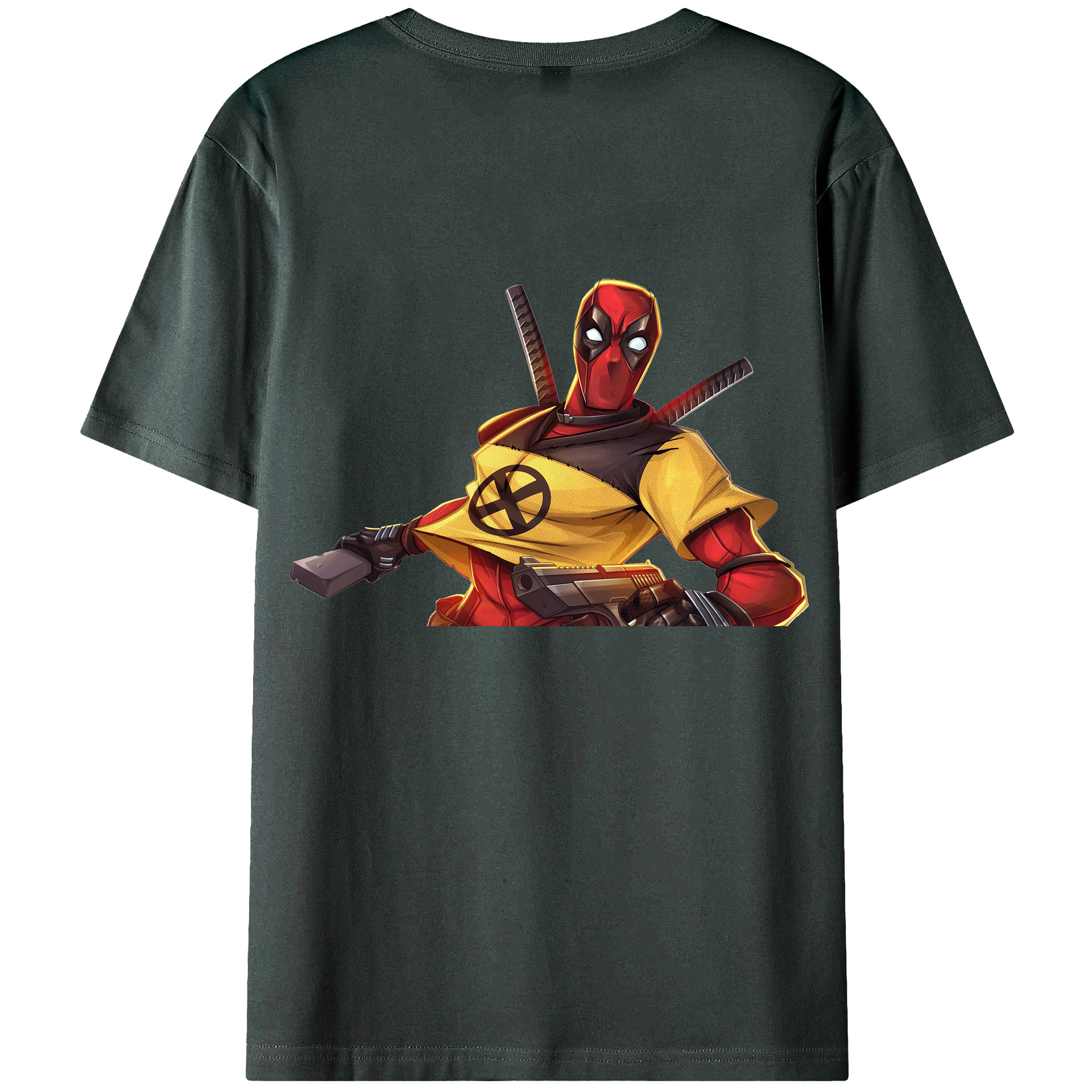 （画像用） Deadpool デッドプール 綿100％ メンズ半袖Tシャツ（バックプリント） 通気性